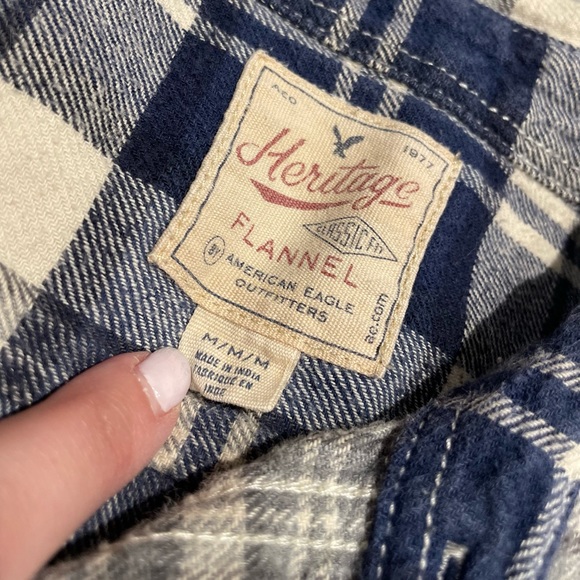 Plaid Blue & White Long-Sleeve Button Down - Picture 8 of 8